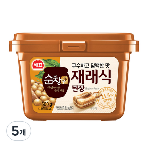 해표 순창궁 재래식 된장, 500g, 5개