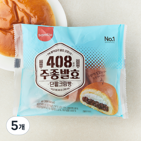 삼립 408시간 주종발효 단팥크림빵, 115g, 5개, 1개입