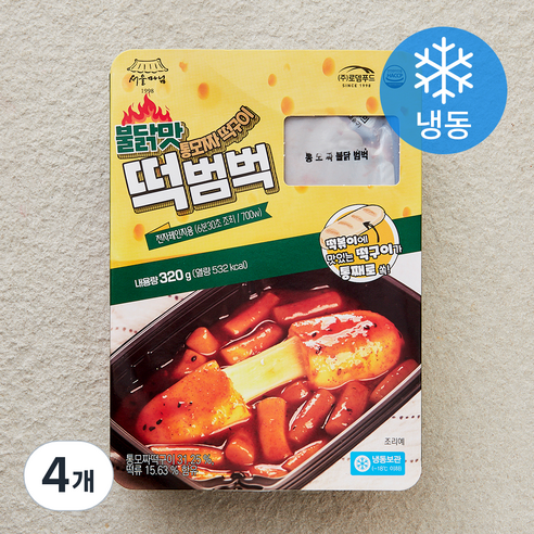 서울마님 불닭맛 통모짜떡구이 떡범벅 (냉동), 320g, 4개