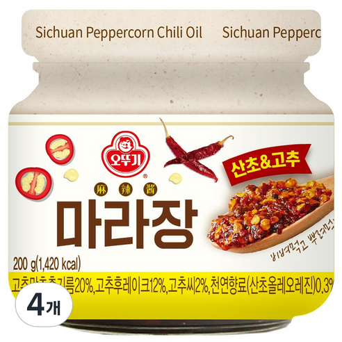 오뚜기 마라장 산초 앤 고추, 200g, 4개