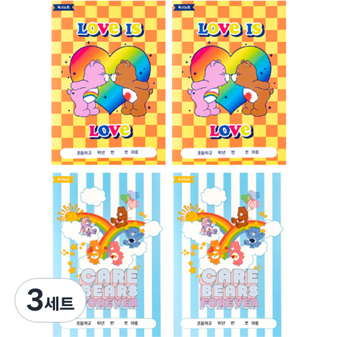 루카랩 케어베어 초등용 독서 노트 2종 x 2p 세트, 3세트, 체커보드, 스트라이프
