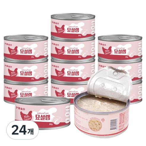 페슬러 고양이 묘설렘 간식 내추럴 캔, 닭가슴살, 80g, 24개