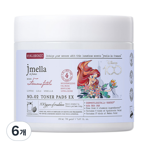 제이멜라 디즈니 팜므파탈 토너 패드 이엑스 150ml, 70개입, 6개