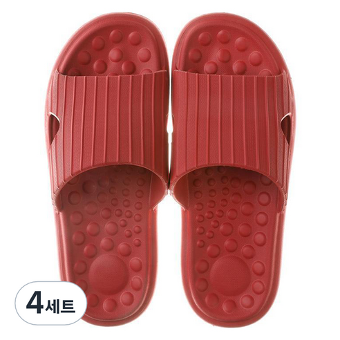 언헤브 부드러운 경량 지압 슬리퍼 230, 01 레드, 4세트