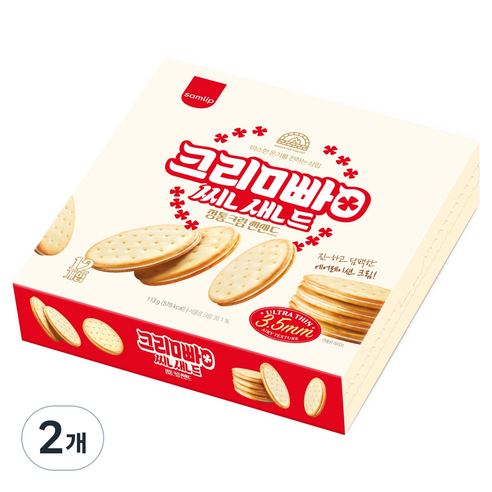 삼립크림빵 정통크림 씬샌드 12p, 113g, 2개