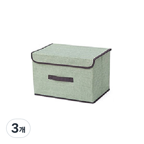 살림마녀 접이식 패브릭 수납박스 L, 그린, 3개