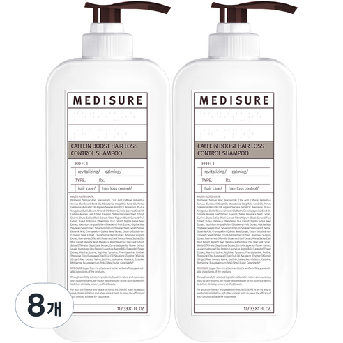 메디슈어 카페인 부스트 탈모 샴푸, 8개, 1000ml