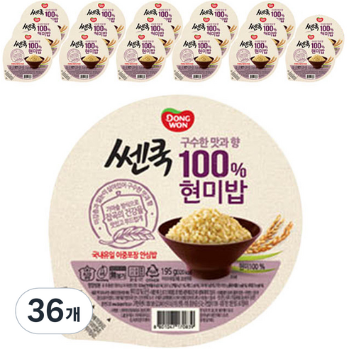 쎈쿡 100% 현미밥, 195g, 36개