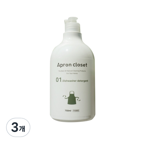 에이프런클로젯 식기세척기 세제, 750ml, 3개