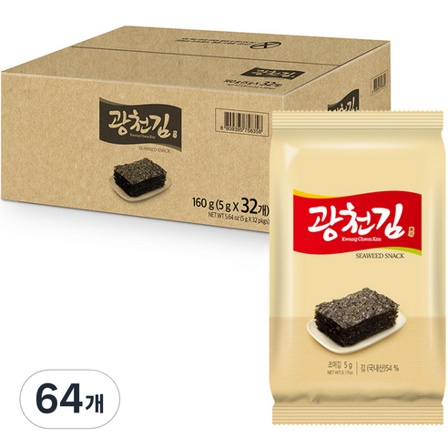 광천김 도시락 김, 5g, 32개