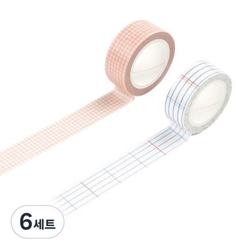 라이프포인트 라이프스타일 디자인마스킹테이프 세트 15 mm x 7 m, 02격자, 03격자, 6세트