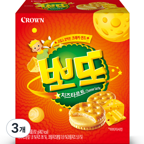 크라운 뽀또 치즈타르트, 92g, 3개