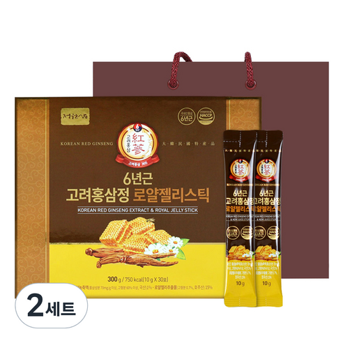 정원삼 6년근 고려홍삼정 로얄젤리스틱 + 쇼핑백, 300g, 2세트