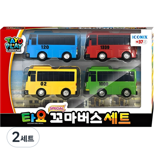 타요 스페셜 꼬마버스 작동완구 4종 세트, 혼합색상, 2세트