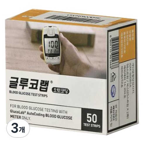 오상헬스케어 글루코랩 개인용혈당검사지, 3개