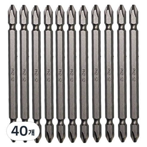 스탠맨 6각생크 자석 양용 십자드라이버 비트 110mm PH2, 40개