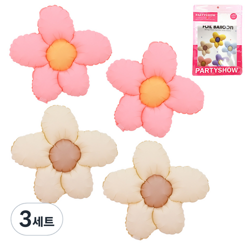 파티쇼 내츄럴 데이지 플라워 무광 파티풍선 2종 x 2p 세트, 핑크, 아이보리, 3세트