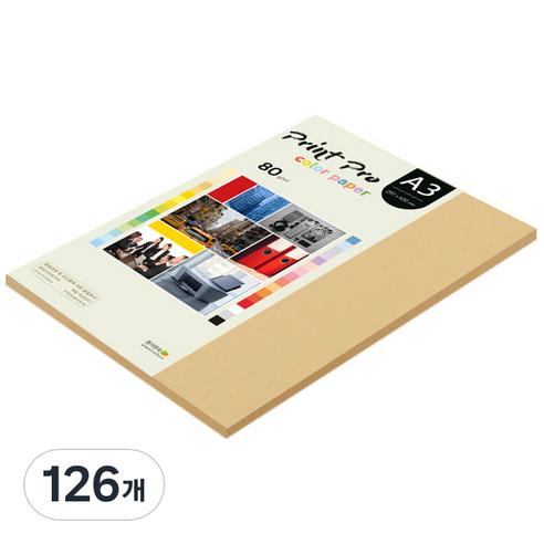 종이문화 프린트 프로 칼라 복사용지 No 04 버프 80g, A3, 126개