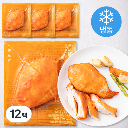 브랜드닭 훈제 닭가슴살 스파이시 (냉동), 100g, 12팩