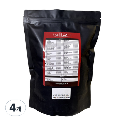 세일즈카페 블렌드 원두커피 연한맛 가정용, 에스프레소, 500g, 4개