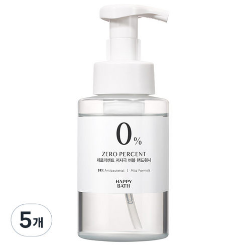 해피바스 제로퍼센트 저자극 버블핸드워시, 5개, 500ml