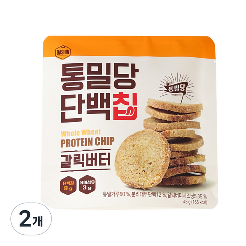 다신 통밀당 단백칩 갈릭버터, 45g, 2개