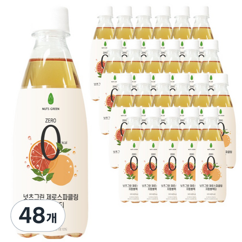 넛츠그린 제로스파클링 자몽블랙티, 340ml, 48개