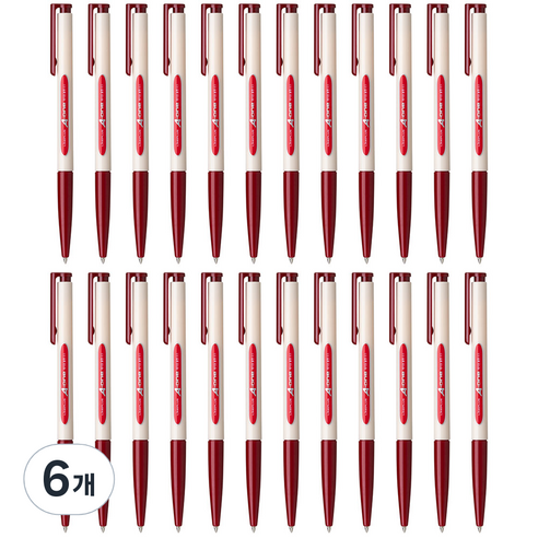 라인플러스 에이원 볼펜 0.5mm 12p, 적색, 6개
