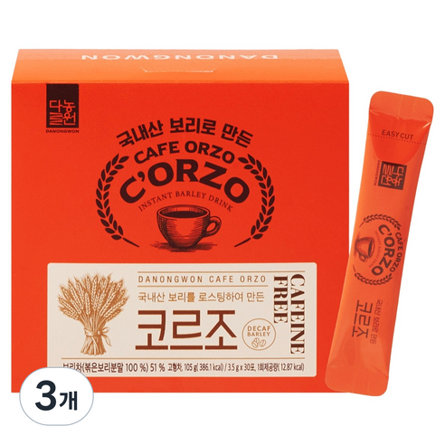 다농원 코르조 보리차, 3개, 30개입, 3.5g