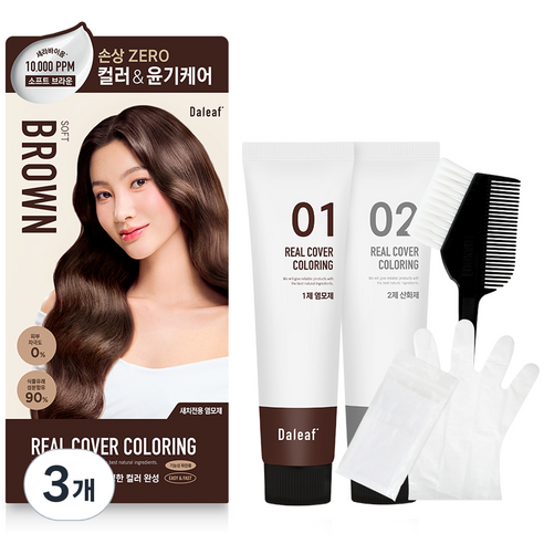 달리프 세라바이옴 리얼 커버 새치전용 염모제 120g, 소프트브라운, 3개