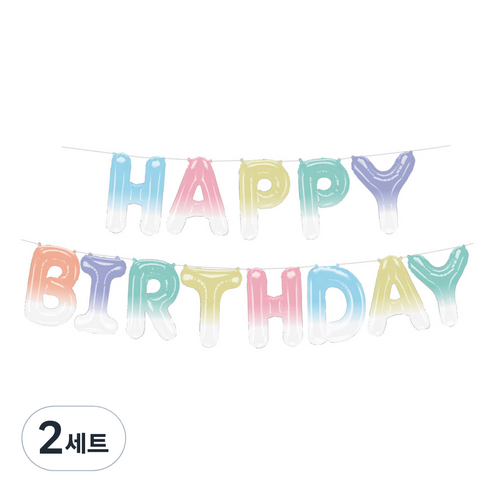 조이파티 HAPPT BIRTHDAY 생일 은박 풍선 세트, 파스텔그라데이션, 2세트