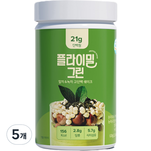 플라이밀 단백질 쉐이크 대용량 그린 녹차맛, 630g, 5개