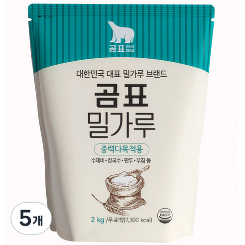 곰표 밀가루 중력다목적용, 2kg, 5개