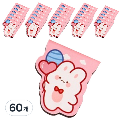 마켓감성 아기자기 캐릭터 북마크, 풍선 토끼, 60개