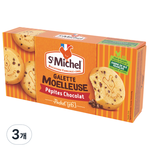 생미쉘 소프트 갈라떼 초코칩 6p, 180g, 3개