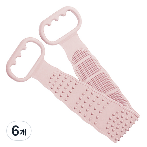 힐로 무통 실리콘 양면 마사지 때밀이, 핑크, 1개입, 6개