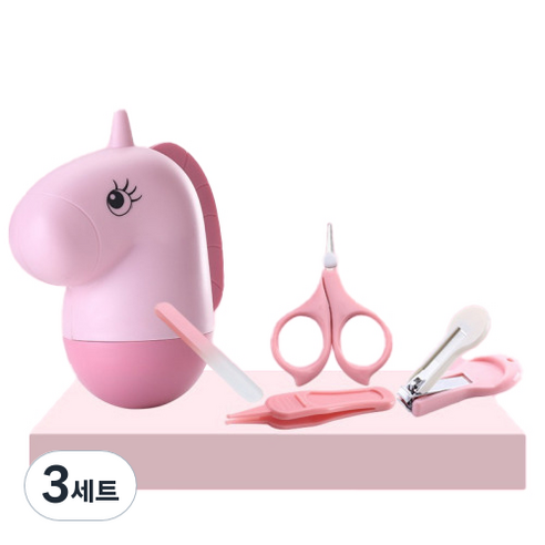 유니콘 동물 캐릭터 손톱깎이 세트, 핑크, 3세트