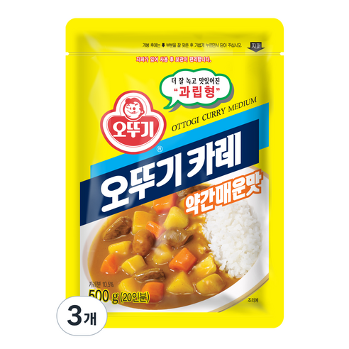 오뚜기 카레 과립형 약간매운맛, 500g, 3개