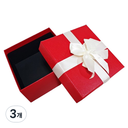 홀마크 리본 정사각형 선물상자 대, 레드, 3개