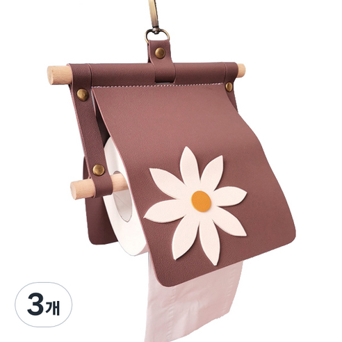 마켓피오 인테리어 플라워 가죽 휴지걸이, 타입 3, 3개