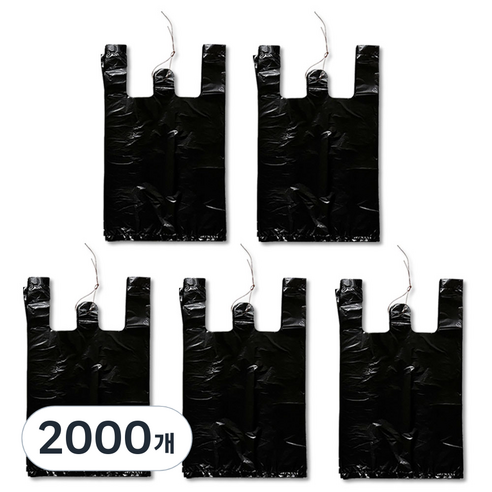 애니돌 손잡이 마트봉투 검정, 8L, 2000개