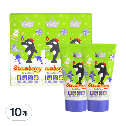 카가 저불소 어린이 치약 딸기, 50ml, 10개