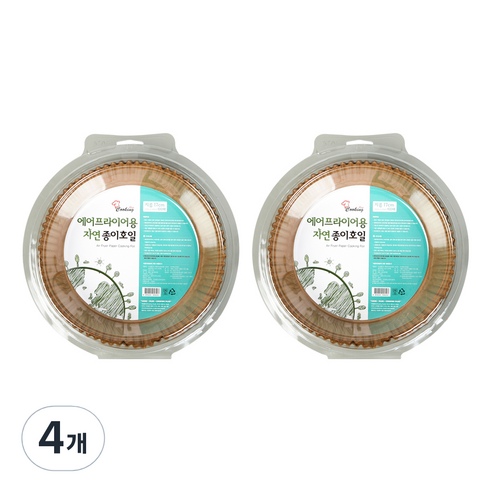 쿠킹플러스 에어프라이어용 자연 종이호일 17cm 100p, 100개입, 4개