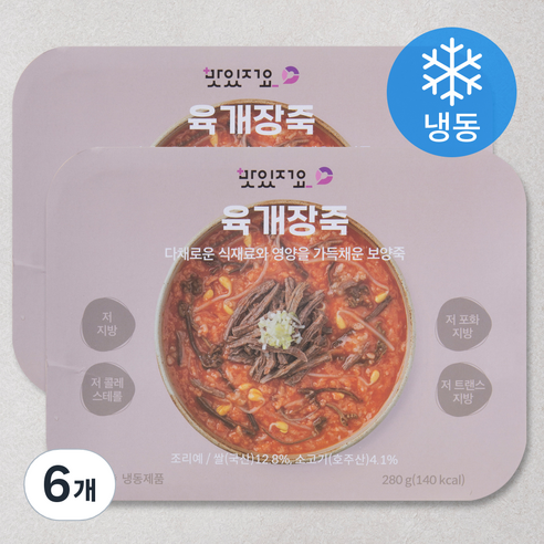 맛있저요 육개장죽 (냉동), 280g, 6개
