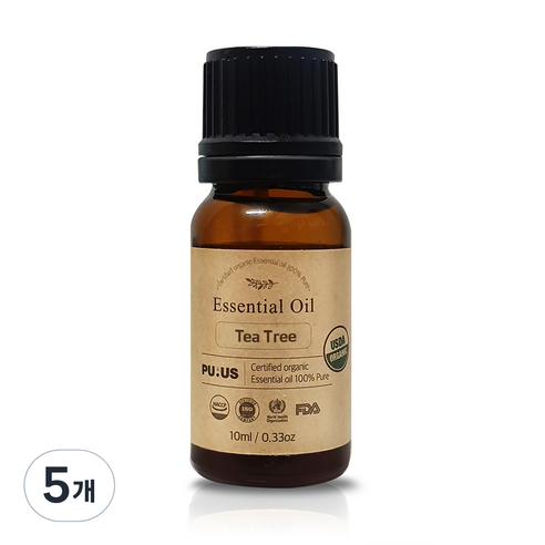 퓨어스 유기농 티트리오일, 10ml, 5개