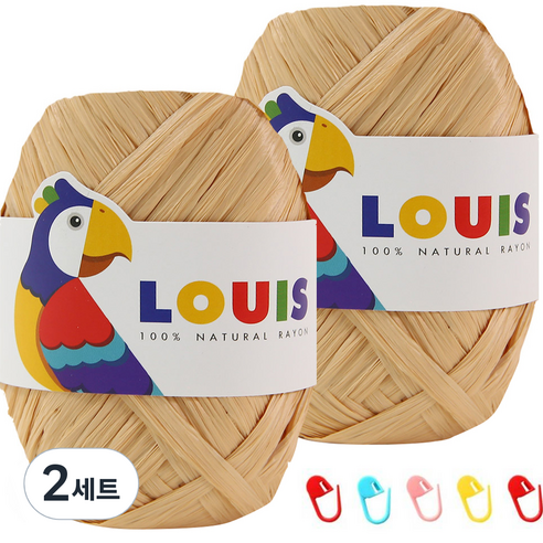 니뜨 루이 45g x 2p + 단수링 5p 세트, 114 무광 진베이지(뜨개실), 랜덤발송(단수링), 2세트
