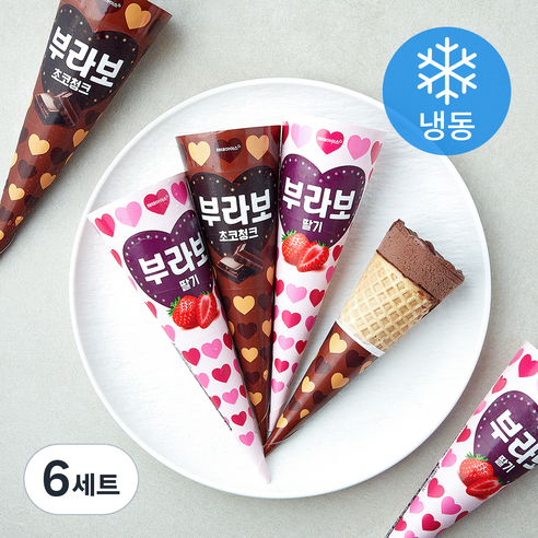 부라보 딸기 3개입 + 초코청크 3개입 세트 (냉동), 150ml, 6개입, 6세트