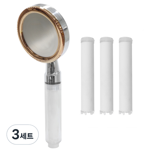 미리내 빅헤드 수압상승 정수필터 샤워기헤드 + 세디먼트 필터 3p, 3개