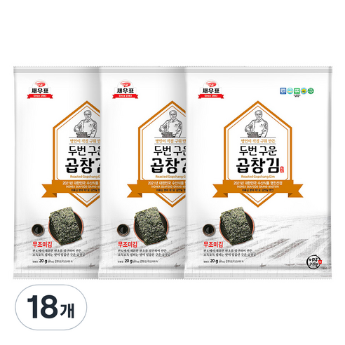 새우표 두번 구운 곱창김, 20g, 18개