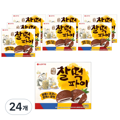 롯데웰푸드 명가 찰떡 파이 오리지날 10p, 350g, 24개